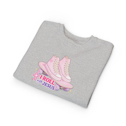 Toddler Sweatshirt — "I Roll With Jesus" Christian Toddler Tee