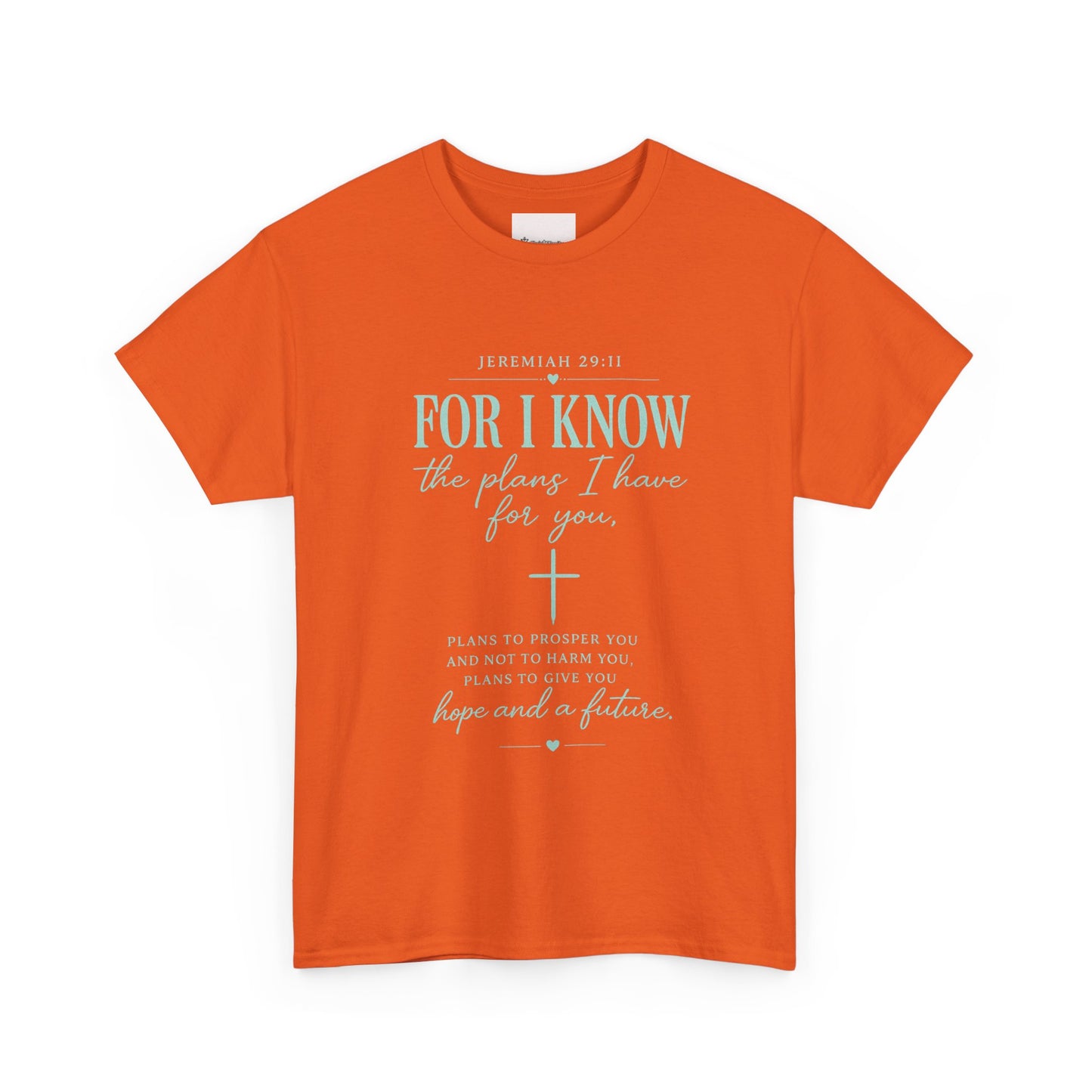 Scripture T-Shirt - "For I Know the Plans I Have for You" Inspirational Faith Tee