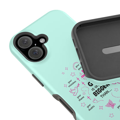 Mint Christian Phone Case — "God Is So Much Bigger Than..." Magnetic Impact-Resistant