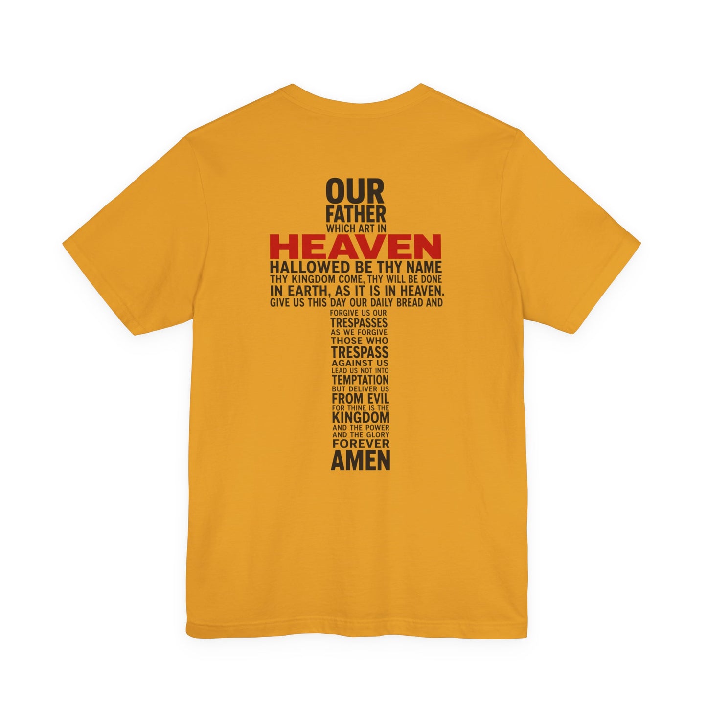 Faith Cross T-Shirt — 'Our Father' Lord's Prayer Back Print Christian Tee