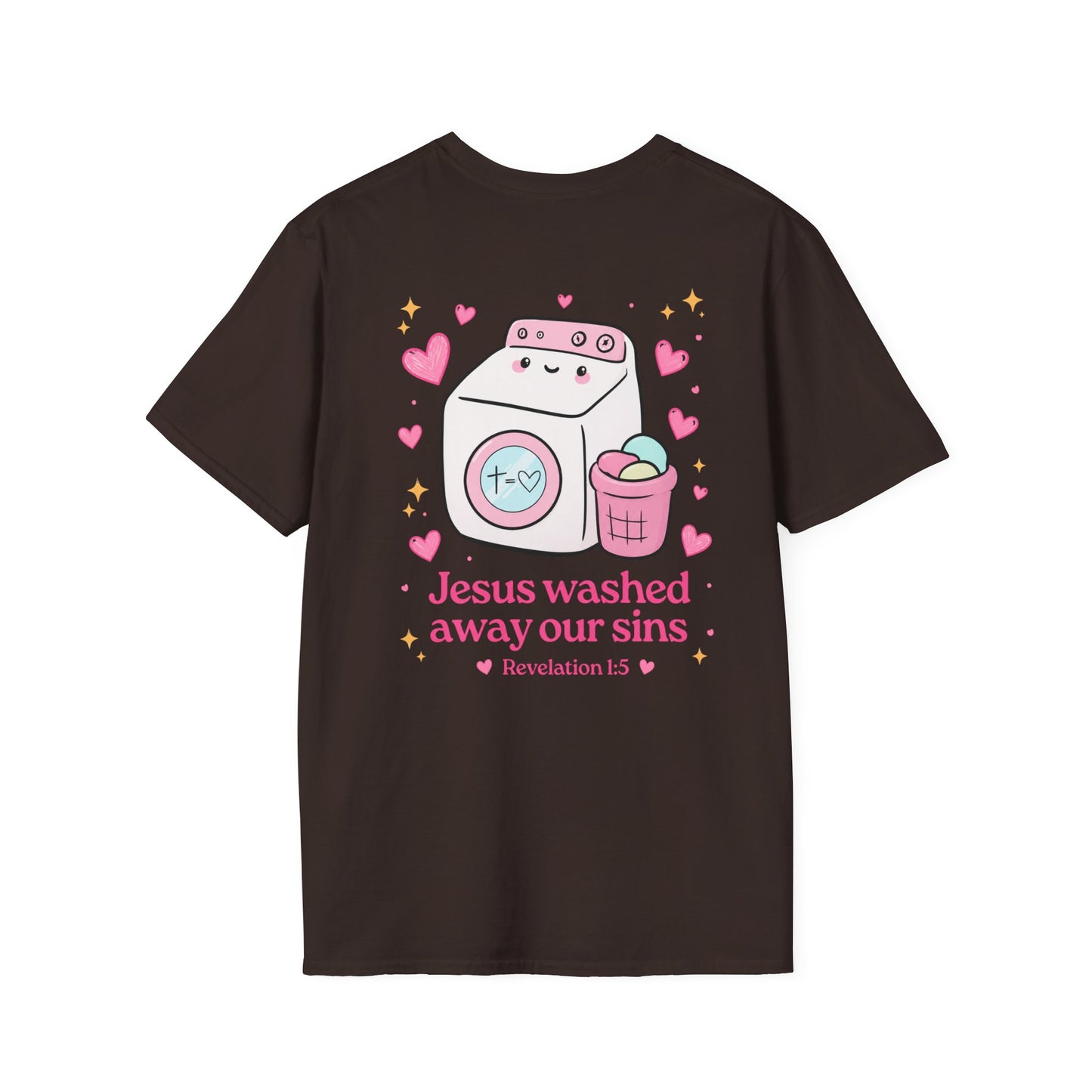 Christian T-Shirt – “Jesus Washed Away Our Sins” Cute Washing Machine Design