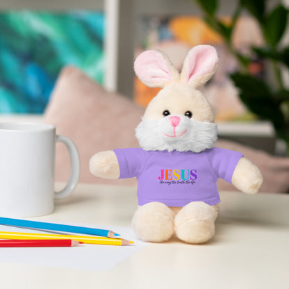 Jesus Rainbow Tee Teddy Bear - Plush Stuffed Animal with Faith Shirt