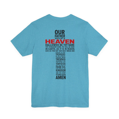 Faith Cross T-Shirt — 'Our Father' Lord's Prayer Back Print Christian Tee
