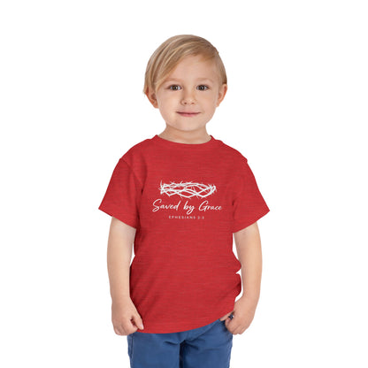 Toddler Tee — "Saved by Grace" Christian Crown of Thorns Shirt (Ephesians 2:8)