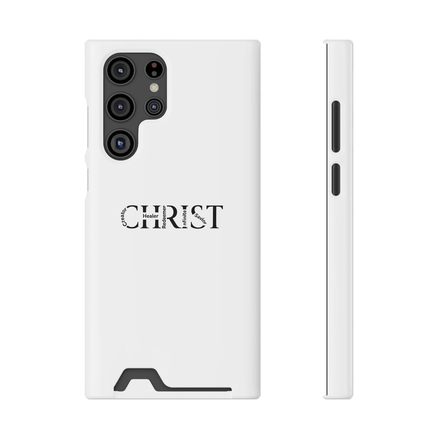 Christian Phone Card Case — Minimal 'CHRIST' Text Wallet Phone Case