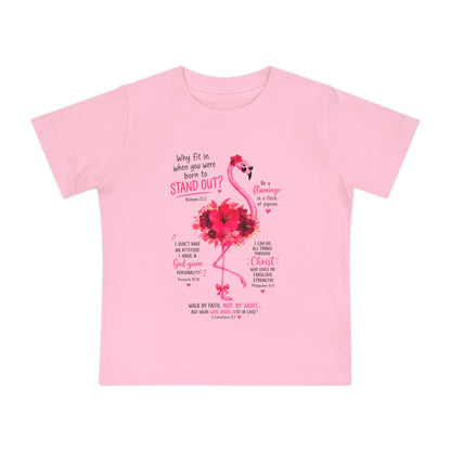 Baby T-Shirt — Pink Flamingo ‘Stand Out’ Christian Design (Jesus + Me)