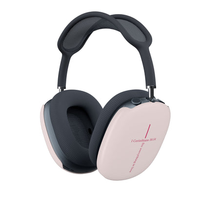 Pink Cross AirPod Max Case — 1 Corinthians 16:14 Inspirational Headphone Covers