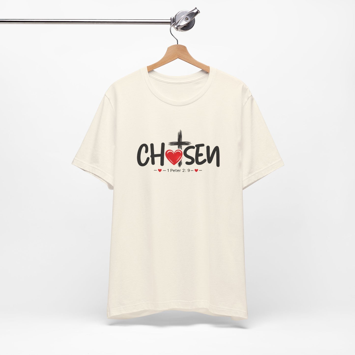 Chosen Cross Heart T-Shirt — Christian Faith Tee (1 Peter 2)