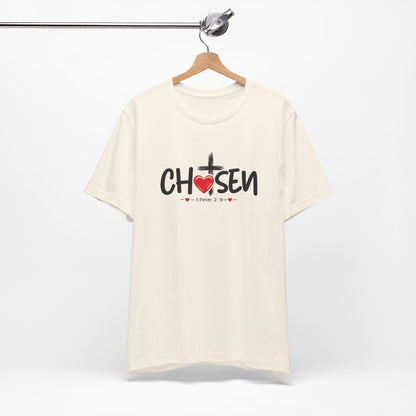 Chosen Cross Heart T-Shirt — Christian Faith Tee (1 Peter 2)