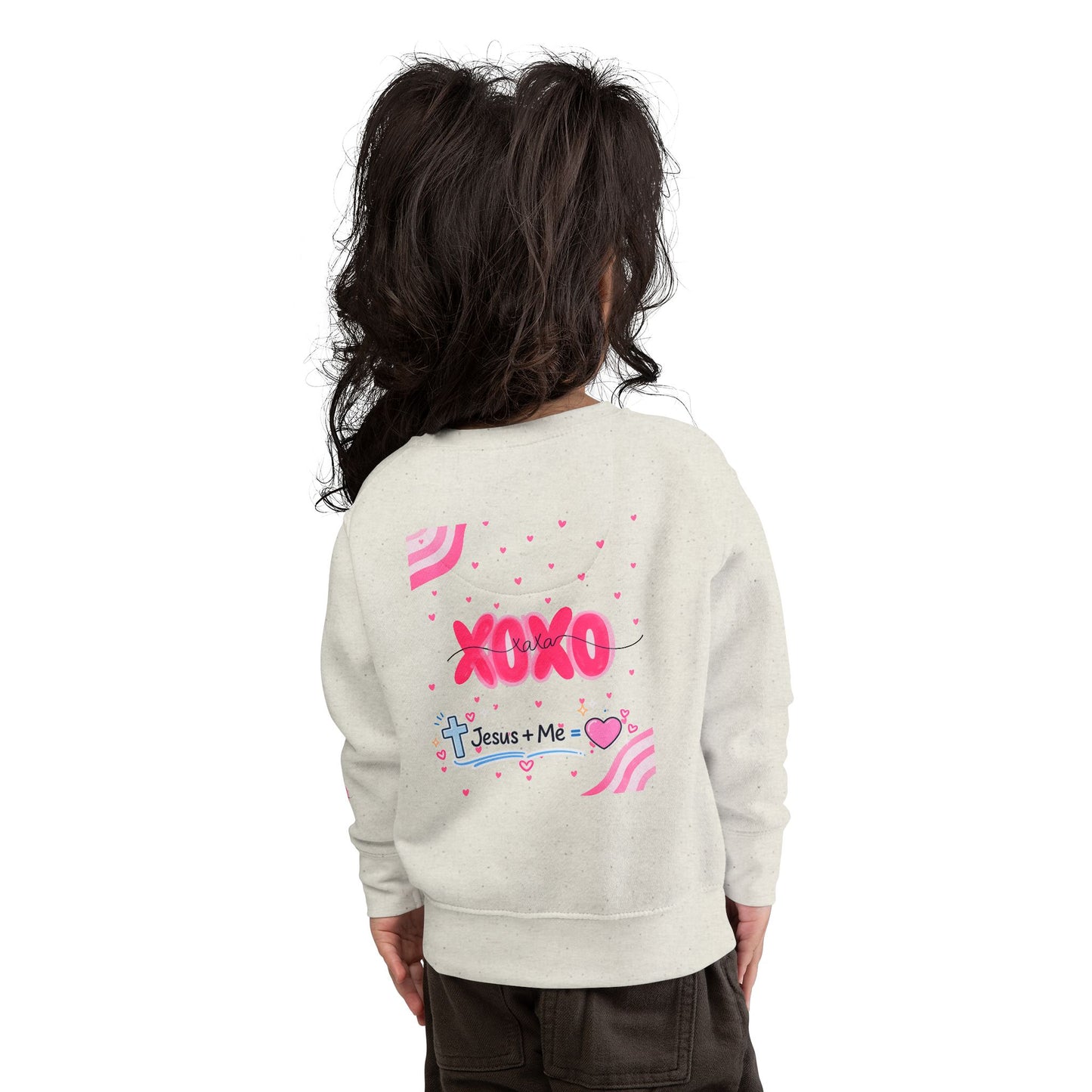 Toddler Sweatshirt - Pink Floral Flamingo "She is clothed" Valentine XOXO