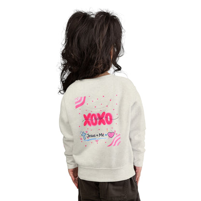 Toddler Sweatshirt - Pink Floral Flamingo "She is clothed" Valentine XOXO