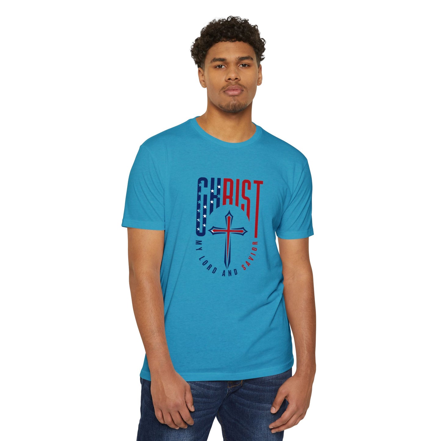 UNISEX Christ Cross T‑Shirt — My Lord and Savior Patriotic Christian Tee