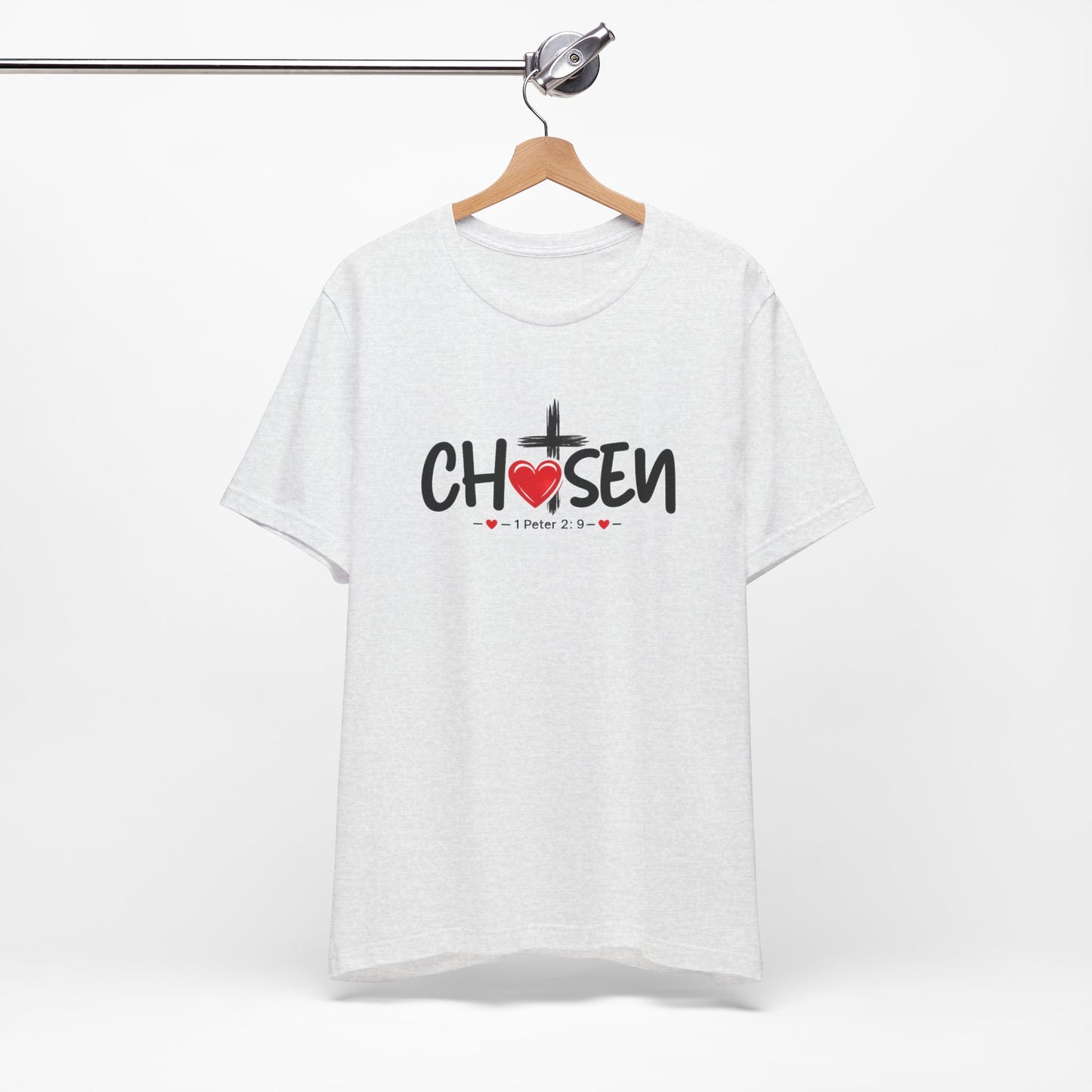 Chosen Cross Heart T-Shirt — Christian Faith Tee (1 Peter 2)