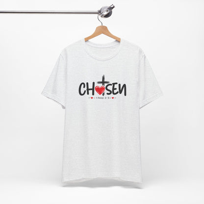 Chosen Cross Heart T-Shirt — Christian Faith Tee (1 Peter 2)
