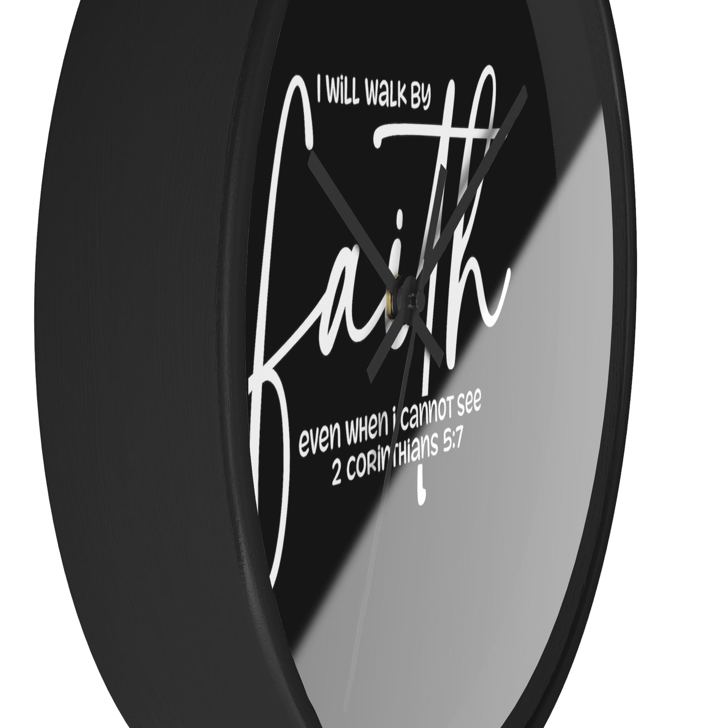 Faith Wall Clock — "I Will Walk by Faith" 2 Corinthians 5:7 Inspirational Christian Wall Clock