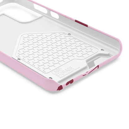 Pink "Child of God" Phone Card Case — Heart Pattern Religious Phone Case with Card Holder