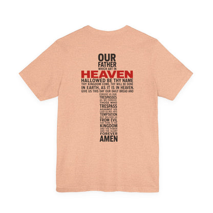 Faith Cross T-Shirt — 'Our Father' Lord's Prayer Back Print Christian Tee