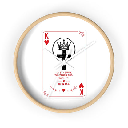 King of Hearts Christian Wall Clock — John 14:6 Playing Card Design