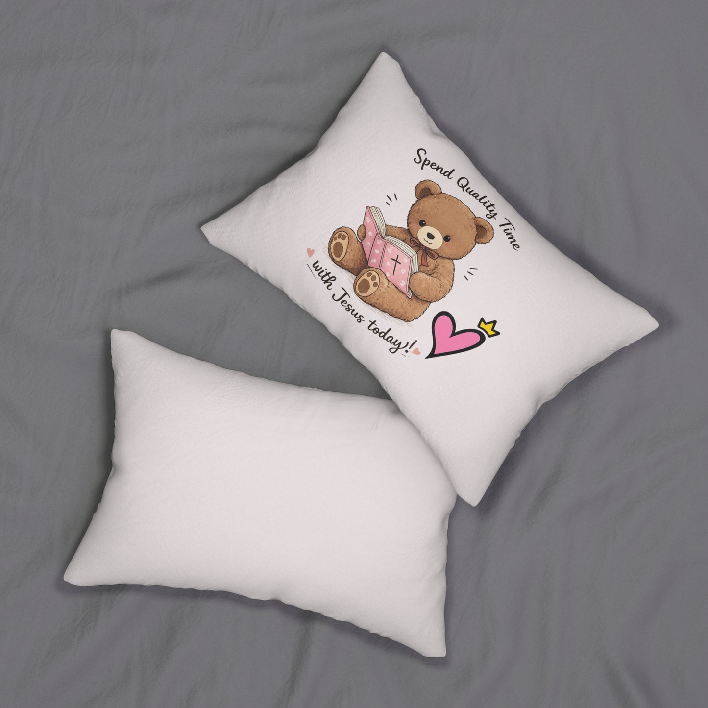 Faith Lumbar Pillow — "Spend Quality Time with Jesus Today" Christian Home Decor
