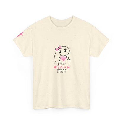 She Is Worthy T-Shirt — "I Know Jesus Loves Me" Pink Bow Christian Tee (Proverbs 31)