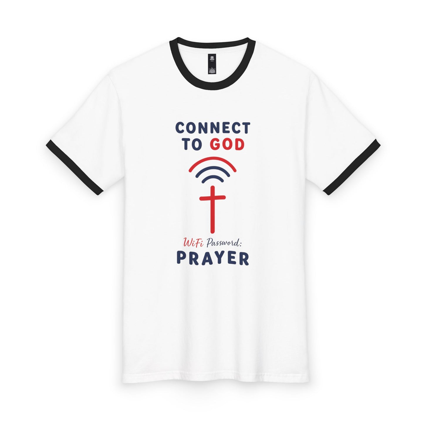 Connect to God Prayer Ringer Tee — Christian Faith Graphic T‑Shirt