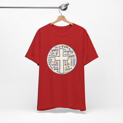 Christian Cross Faith T-Shirt — He Is Risen Inspirational Graphic Tee