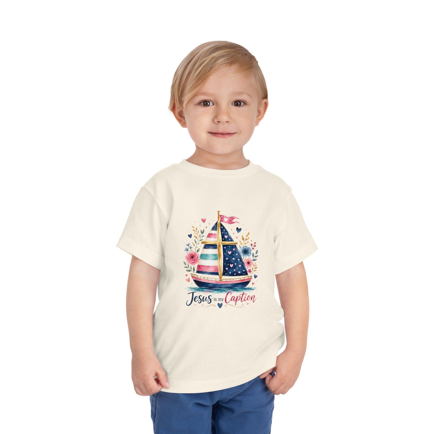Toddler Tee - 'Jesus is my Captain' Nautical Sailboat Christian Shirt