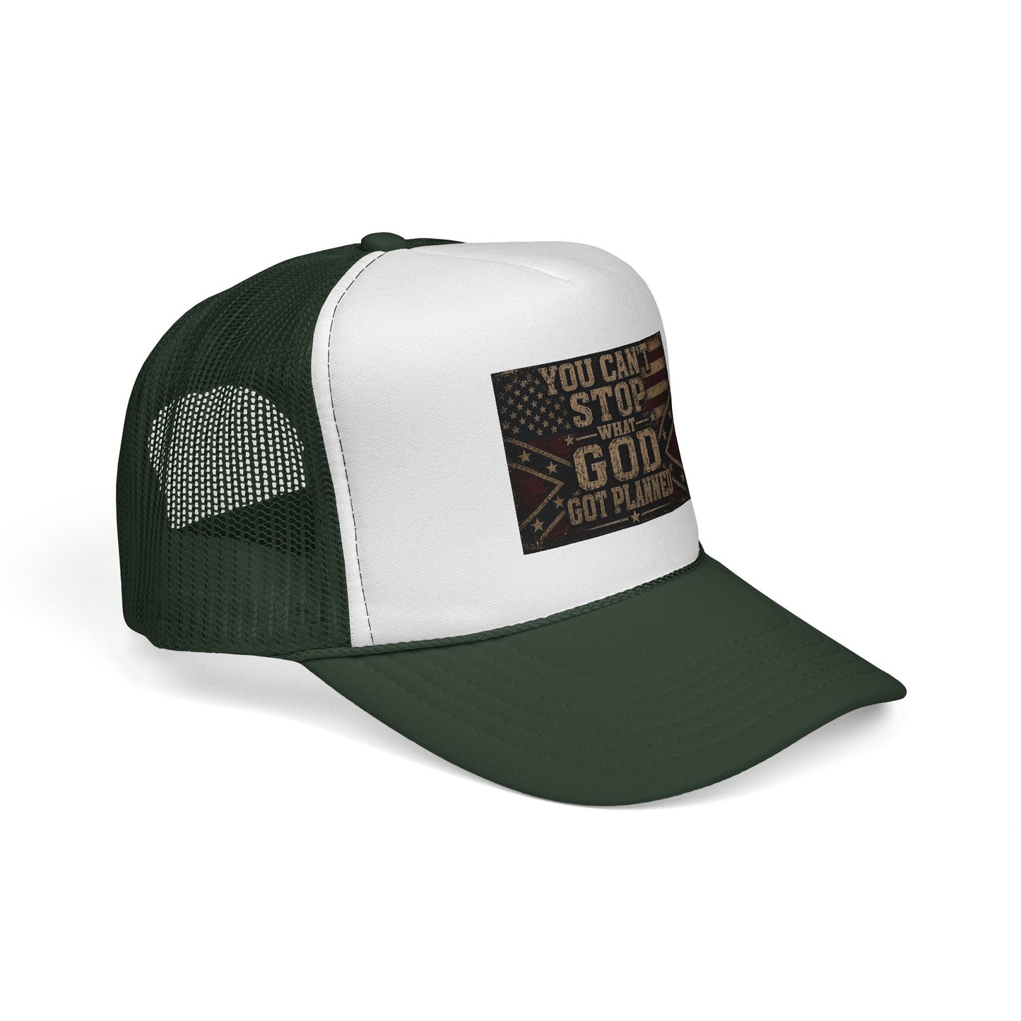 Trucker Hat - "You Can't Stop What God Got Planned" Patriotic Faith Cap