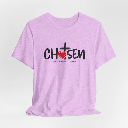 Chosen Cross Heart T-Shirt — Christian Faith Tee (1 Peter 2)