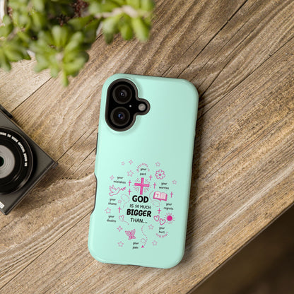 Mint Christian Phone Case — "God Is So Much Bigger Than..." Magnetic Impact-Resistant
