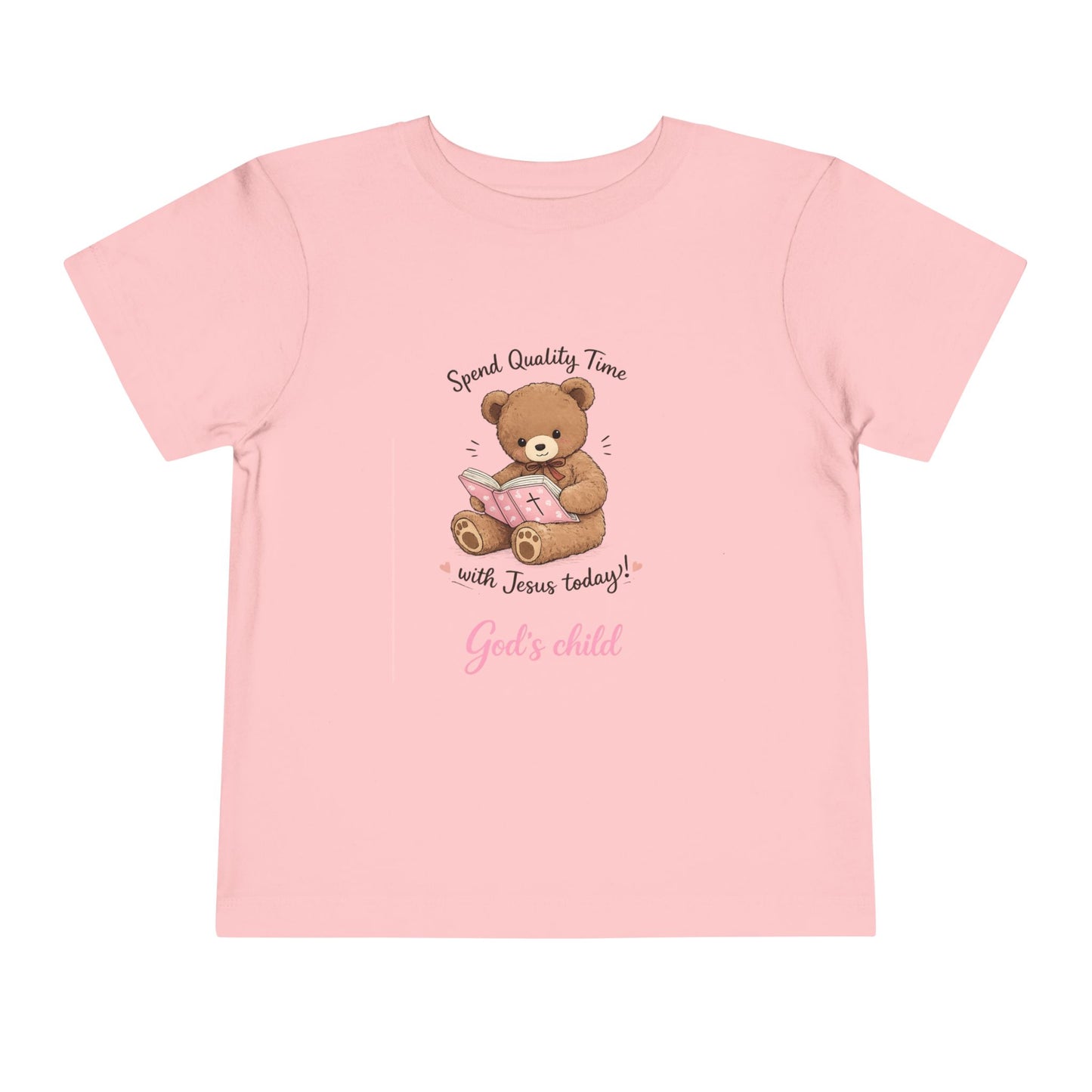 Toddler Tee — "Spend Quality Time with Jesus Today!" Bear Christian Kids Shirt