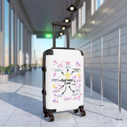 Suitcase — "God Says I Am" Inspirational Carry-On Luggage