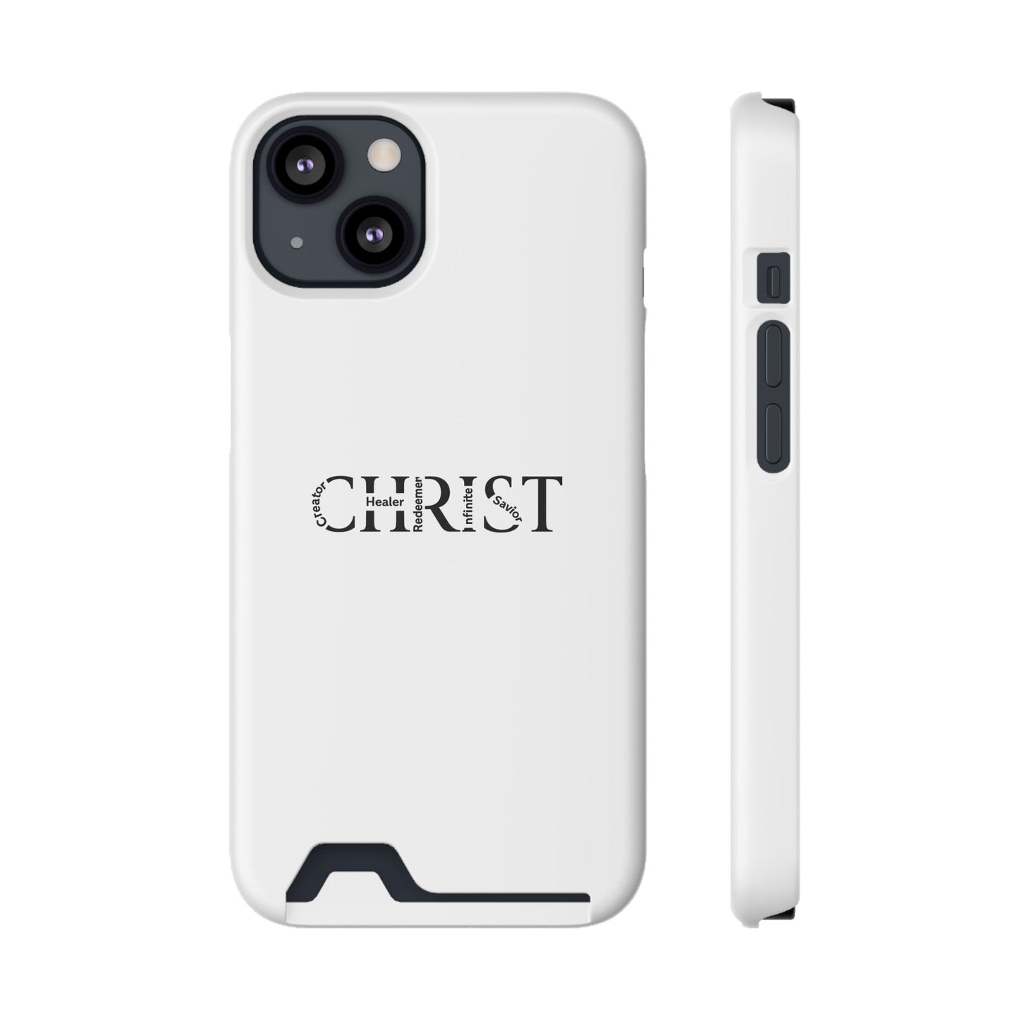 Christian Phone Card Case — Minimal 'CHRIST' Text Wallet Phone Case
