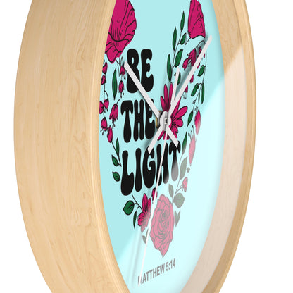 Be the Light Floral Wall Clock — Matthew 5:14 Inspirational Home Decor