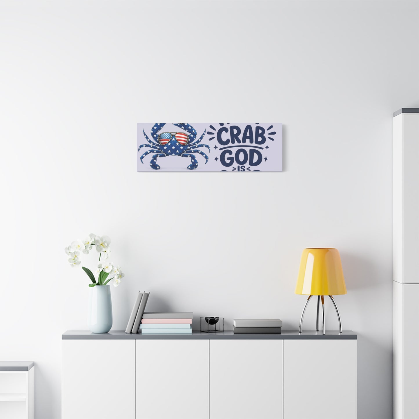 Patriotic Crab Canvas — "Holy Crab God Is Good" Wall Art