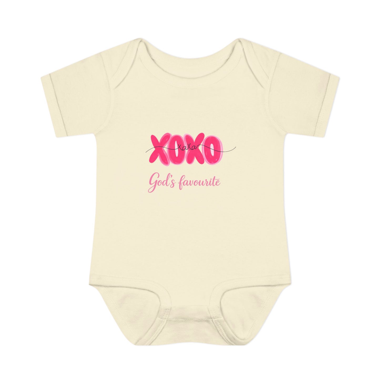 Baby Bodysuit "XOXO God's Favorite" — Cute Pink Valentine Infant Onesie