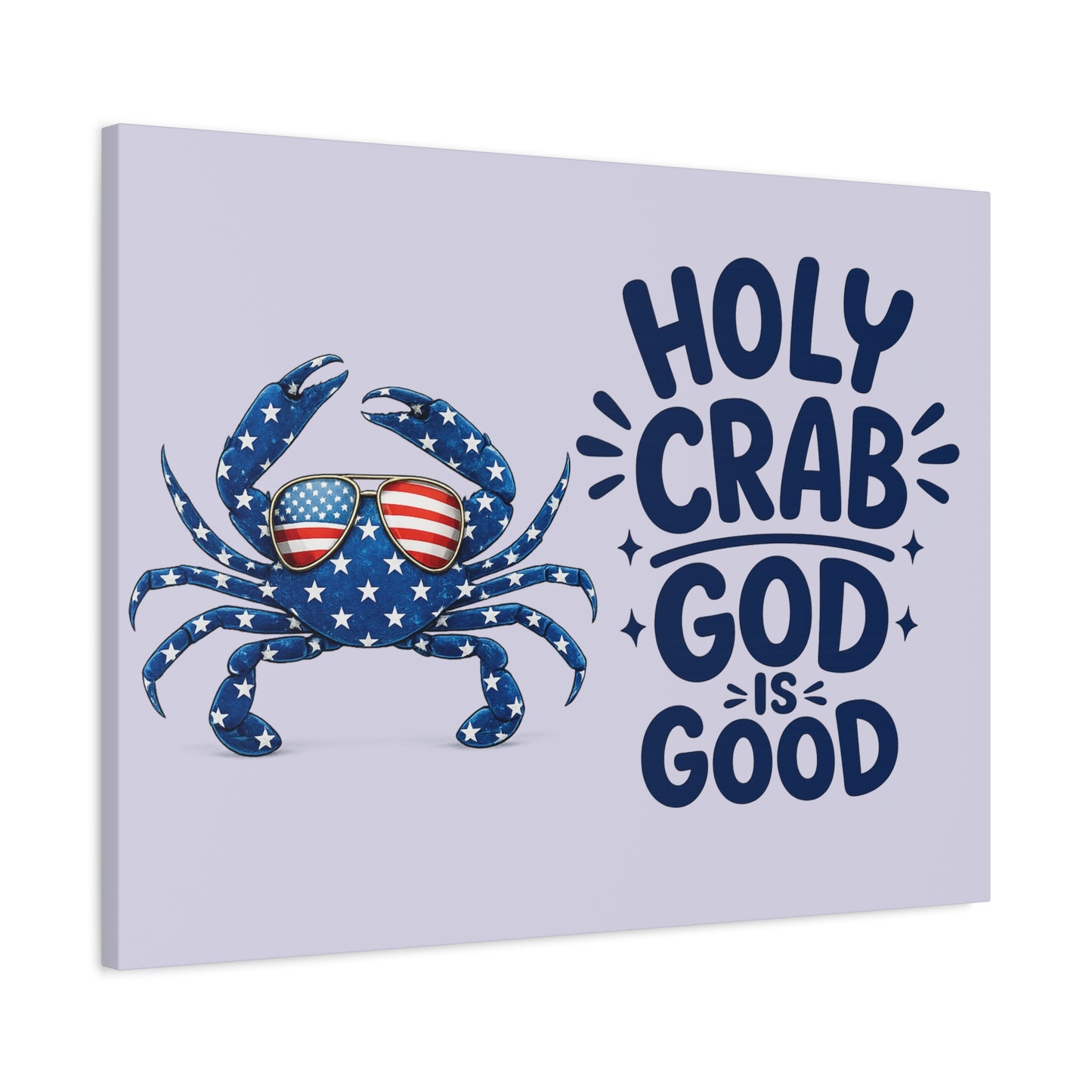Patriotic Crab Canvas — "Holy Crab God Is Good" Wall Art