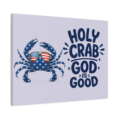 Patriotic Crab Canvas — "Holy Crab God Is Good" Wall Art