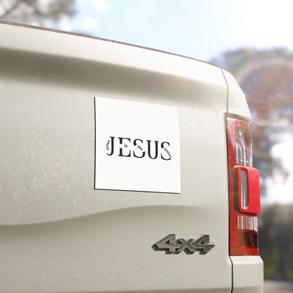 Car Magnet - "JESUS is the Savior" Black & White Religious Faith Sticker for Cars