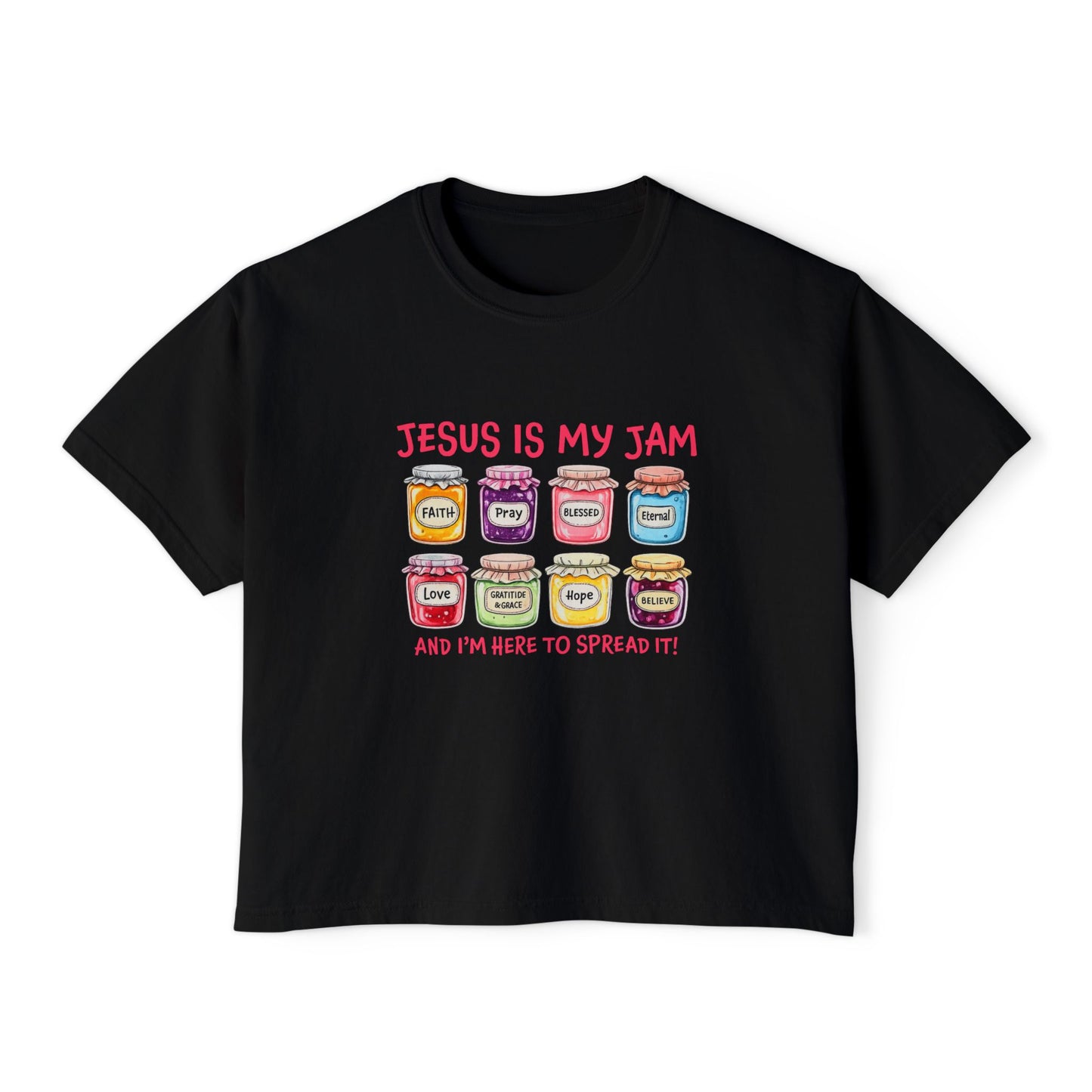 Jesus Is My Jam Women’s Boxy Tee — Cute Christian Faith Graphic Shirt