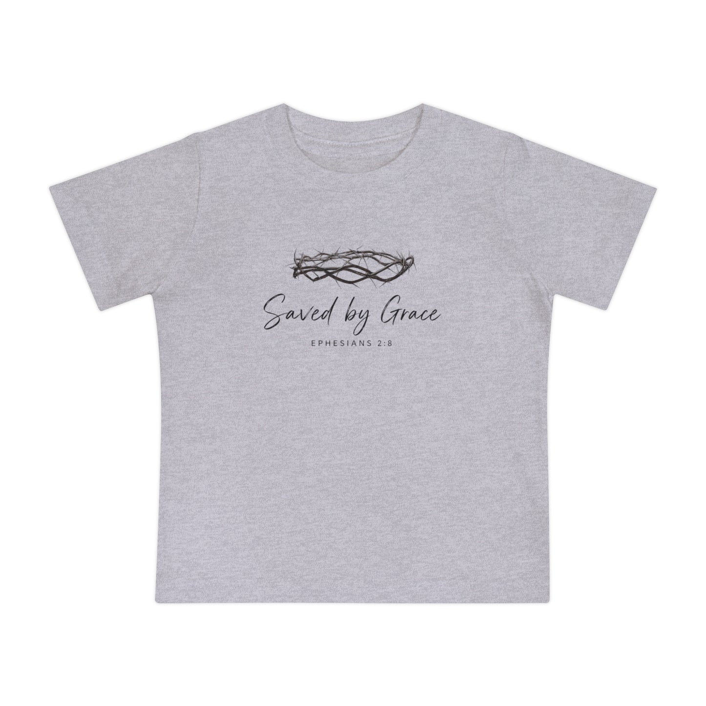 Baby T-Shirt "Saved by Grace" with Crown of Thorns – Christian Baptism & Newborn Gift