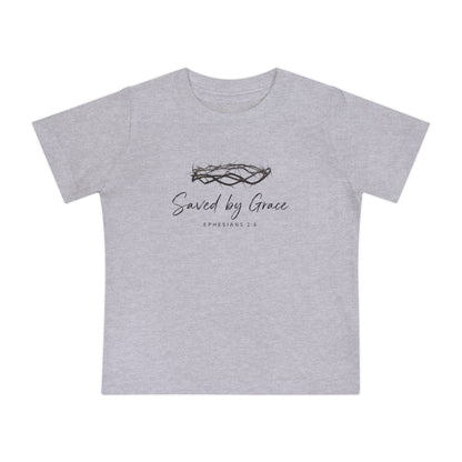 Baby T-Shirt "Saved by Grace" with Crown of Thorns – Christian Baptism & Newborn Gift