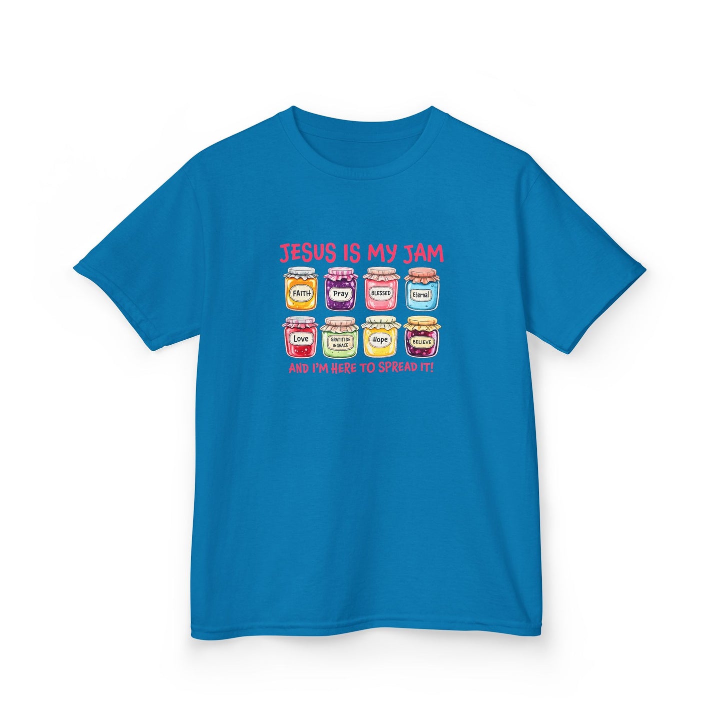 Kids T‑Shirt — "Jesus Is My Jam" Cute Jam Jar Graphic Christian Tee