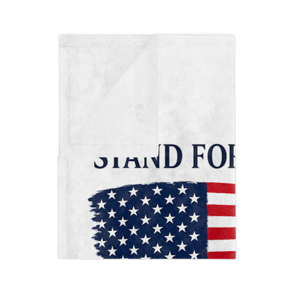Stand for the Flag, Kneel for the Cross Velveteen Blanket