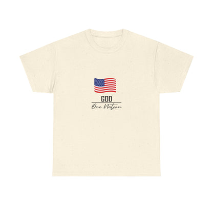 T-Shirt — American Flag "God Over Nation" Patriotic Faith Tee