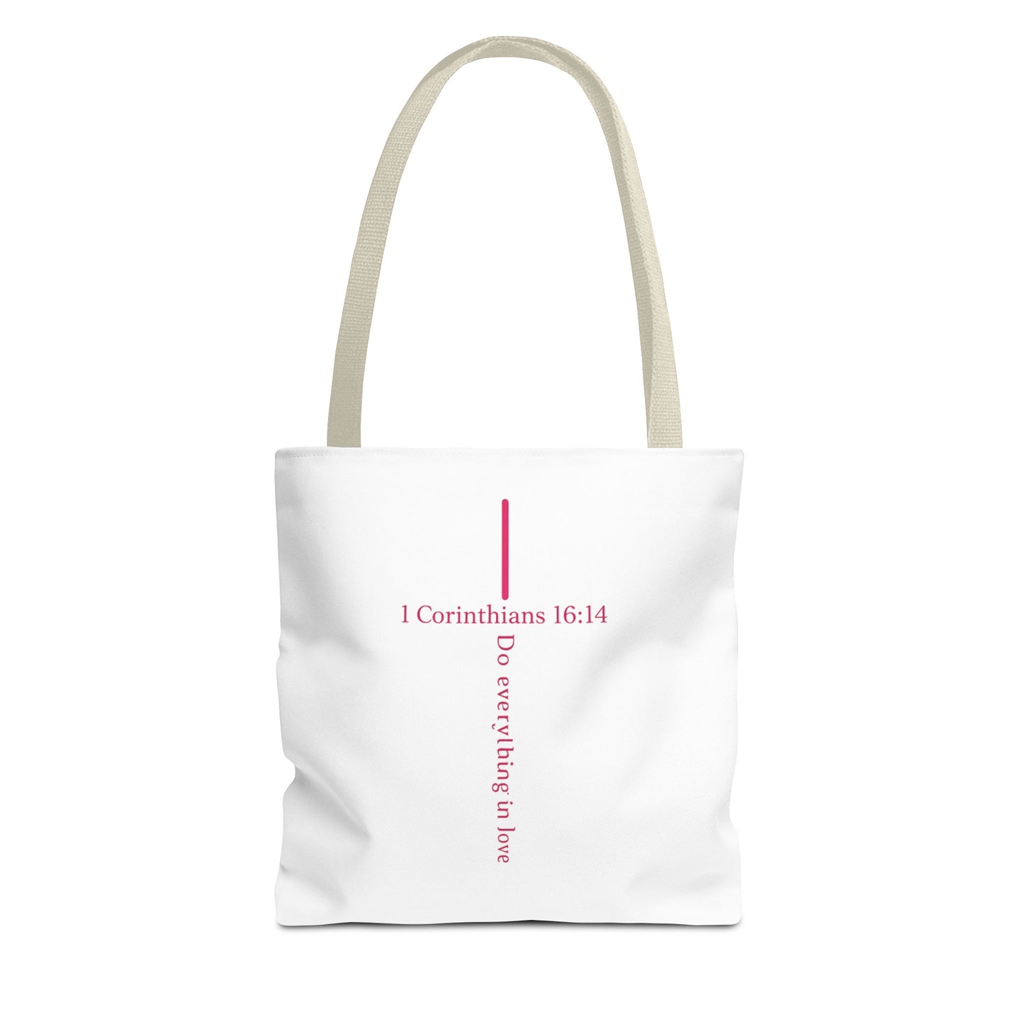 Christian Tote Bag — I Corinthians 16:14 'Do Everything in Love' Cross Design