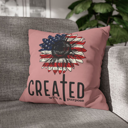 CREATED WITH A PURPOSE & GOD UNDER ONE NATION Canvas Pillowcase