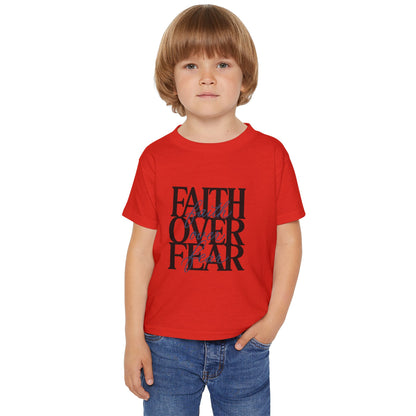 Toddler T‑Shirt — "Faith Over Fear" Scripture Graphic, Christian Kids Tee