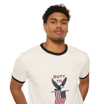 Duty to God Eagle Flag Ringer T-Shirt