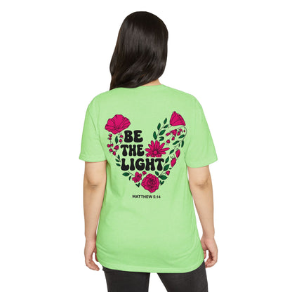 Be The Light Floral T-Shirt — Matthew 5:14 Inspirational Tee